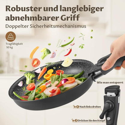 Hochwertiges 4tlg Pfannen-Set | 20+24+28 cm | abnehmbarer