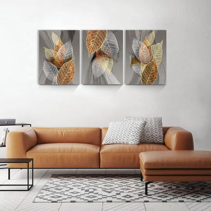 Wandbild Blätter Natur Golden Pflanzen Leinwandbilder
