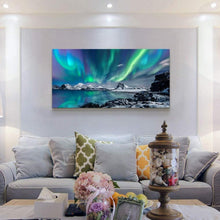 Nordlichter Polarlicht Sternenhimmel Leinwandbild 100x50cm