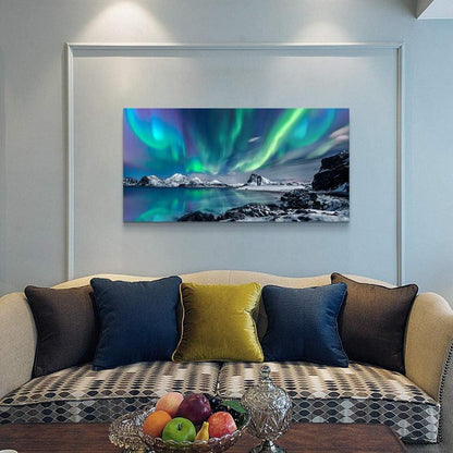 Polarlicht Nordlichter Sternenhimmel Leinwandbild 100x50 Wohnzimmer Schlafzimmer