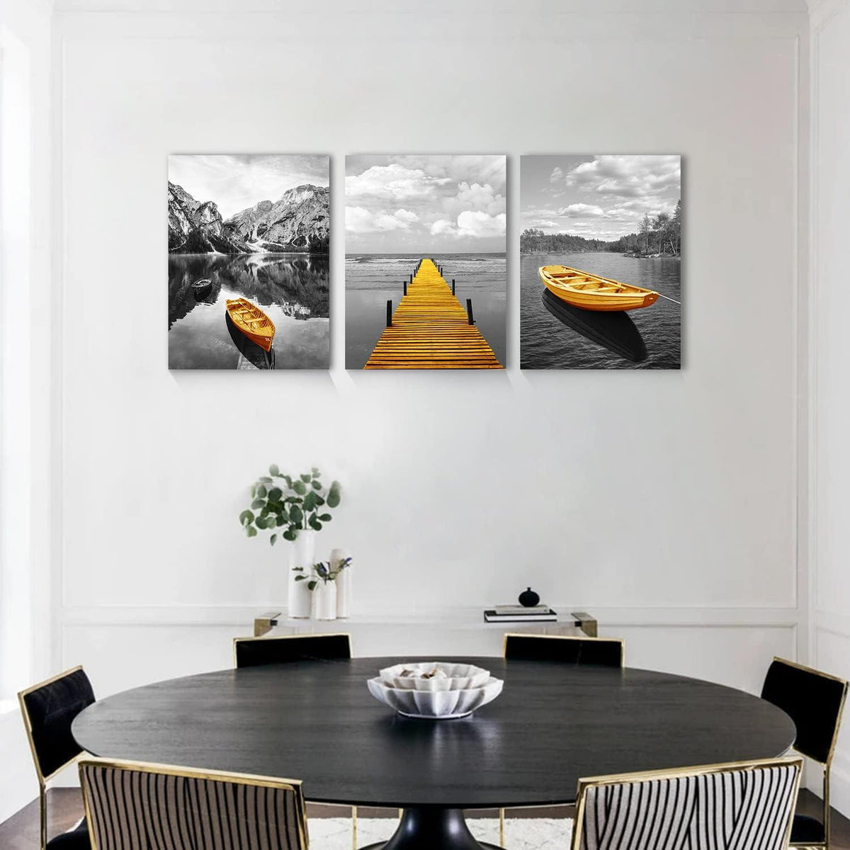 Hyidecorart Bilder Landschaft Natur Wandbild 58x40cm Grau Gelb Moderne Deko
