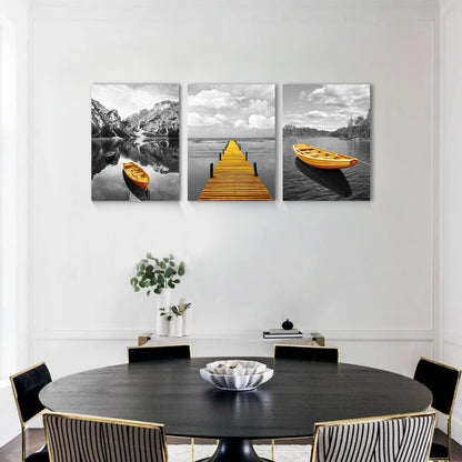 Hyidecorart Bilder Landschaft Natur Wandbild 58x40cm Grau Gelb Moderne Deko