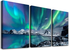 Bild Leinwand Nordlichter Polarlicht Sternenhimmel Wohnzimmer 30x40cm