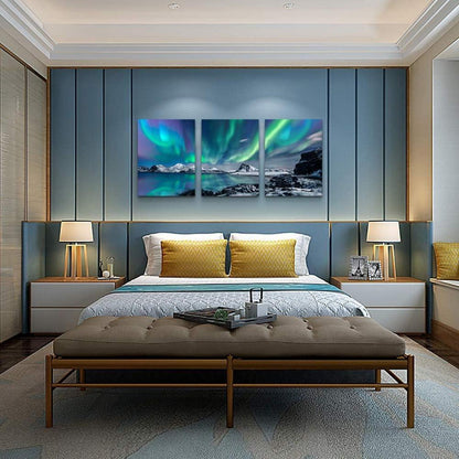 Bild Leinwand Nordlichter Polarlicht Sternenhimmel Wohnzimmer 30x40cm