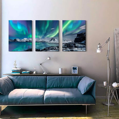Nordlichter Polarlichter Wandbilder Leinwand 30x40cm 3Stück