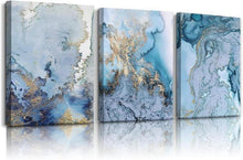 Abstrakte Moderne Wandbilder Blau Weiß 40x58cm 3er Set