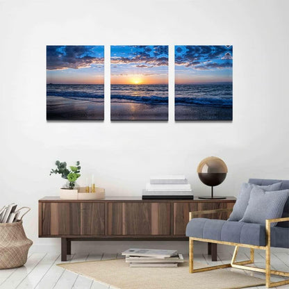 Leinwandbild Sonnenuntergang Strand Meer Landschaft Wandbild 58x40cm