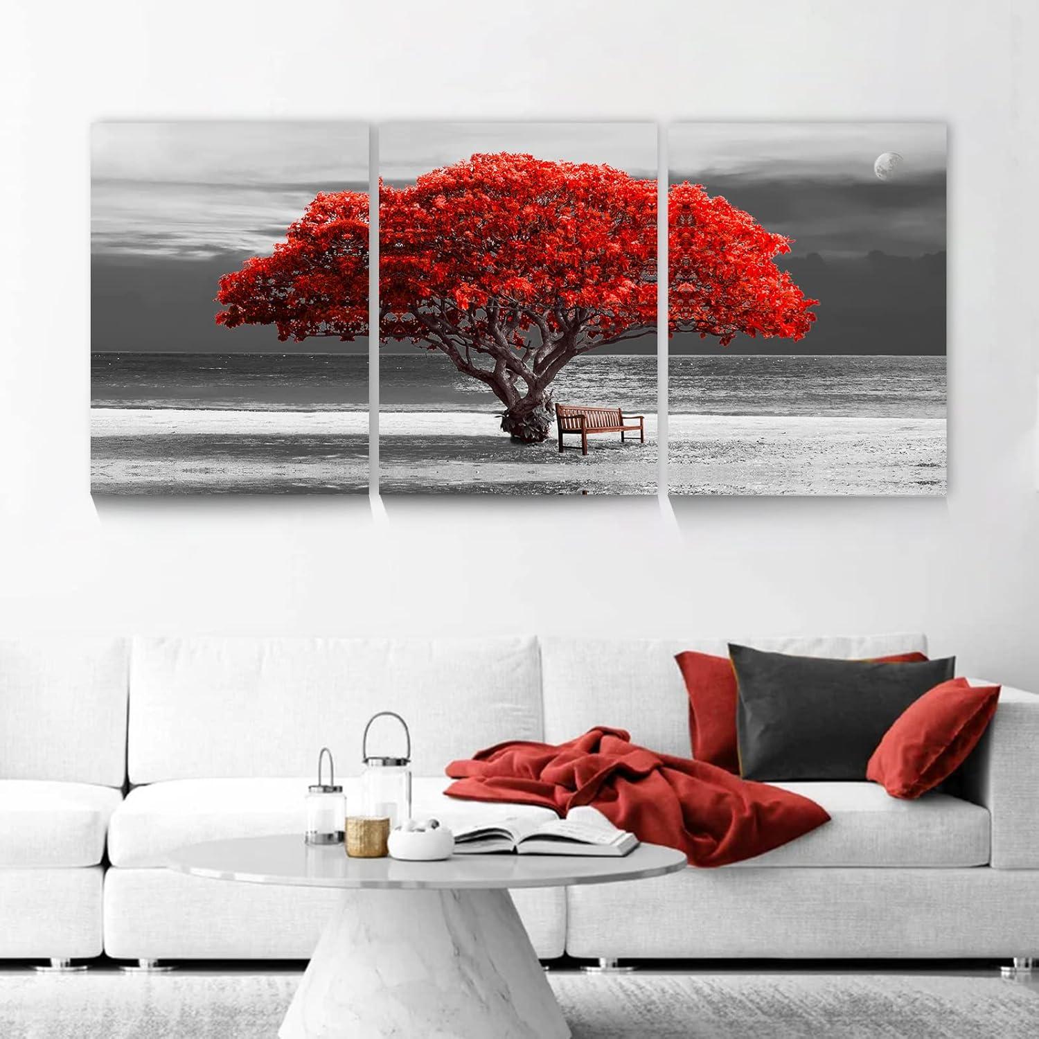 Leinwand Bilder Baum Rote Natur Wandbilder 40x58cm 3-teilig