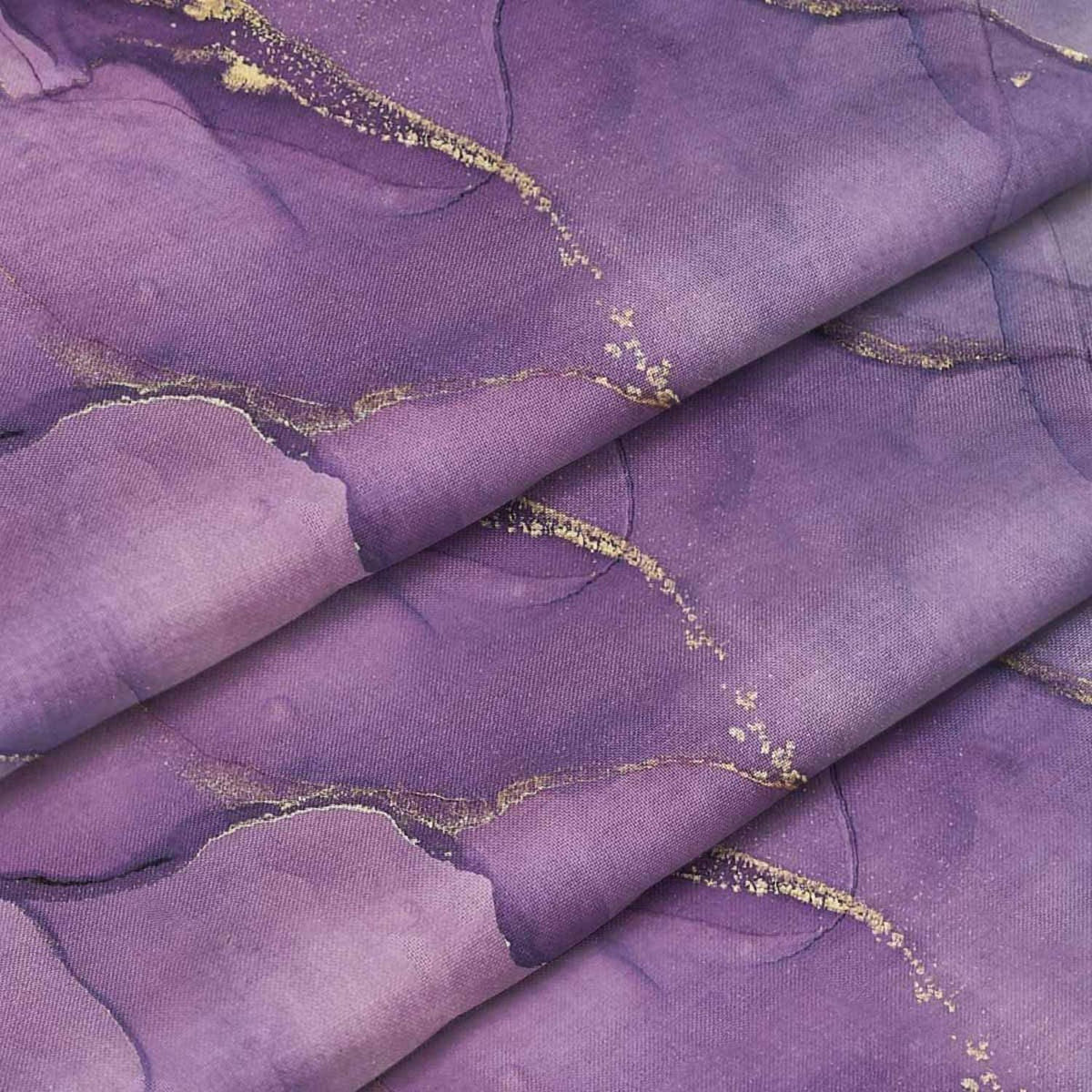 3tlg. Bettwäsche-Set Lila Gold Glitzer Marmor Design 220x240