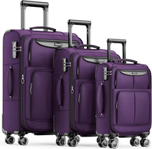SHOWKOO 3tlg. Stoffkoffer Set Weichschale TSA Schloss 4 Rollen Violett