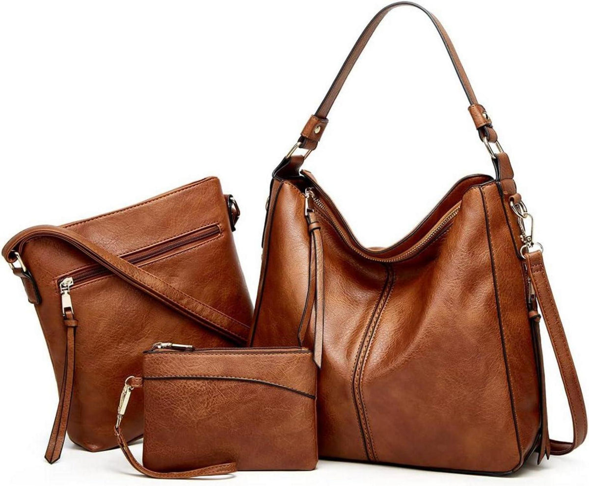 Handtaschen und Geldbörsen Set Damen PU Leder große Schultertasche