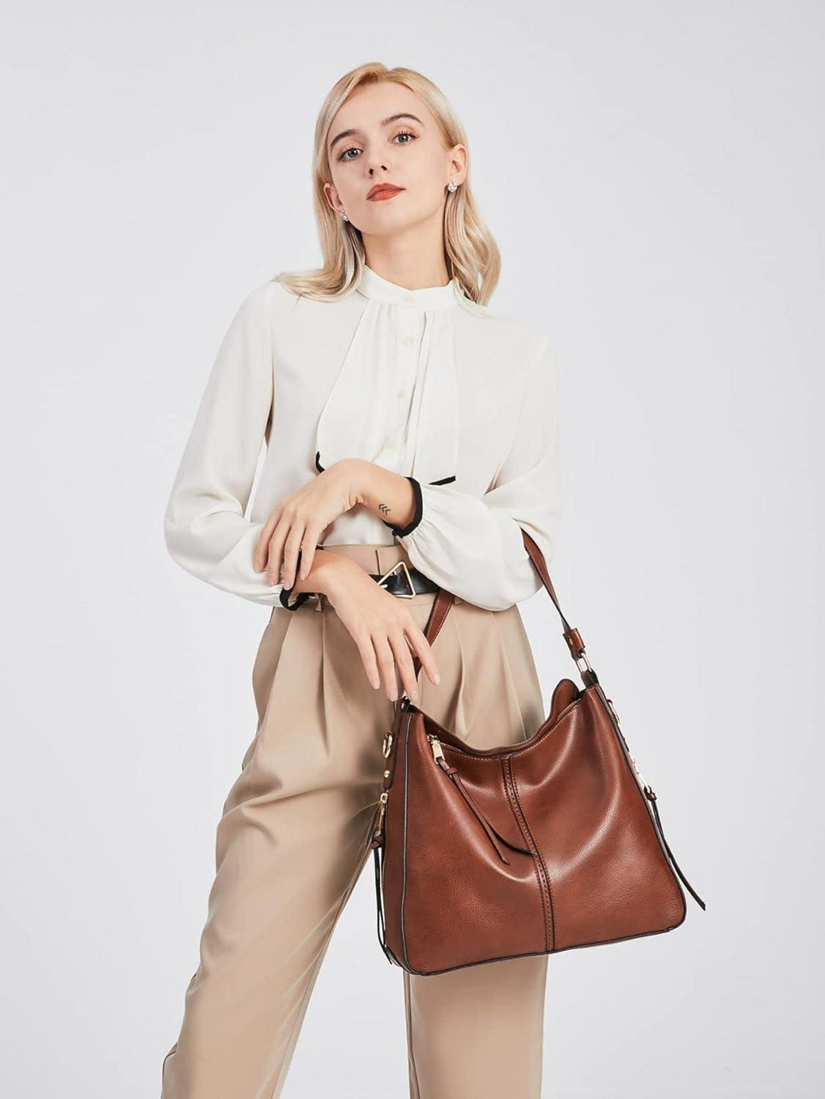 Pahajim 3tlg. Handtaschen Set Damen Schultertasche PU Leder Hobo Tasche
