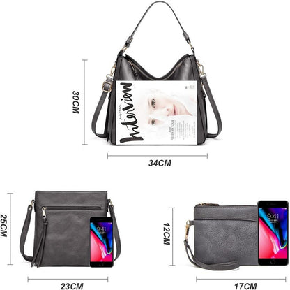 Pahajim Handtaschen und Geldbörsen Set Hobo Umhängetasche