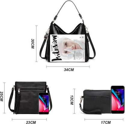 Pahajim Handtaschen Geldbörsen Set Damen PU Leder Umhängetasche