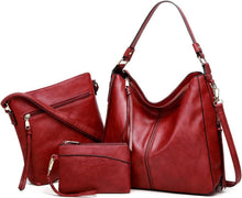Pahajim PU Leder Damen Handtasche Schultertasche Geldbörse Set