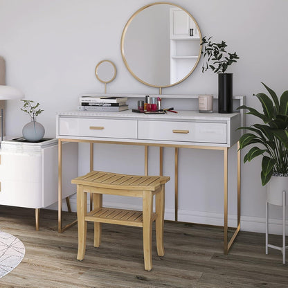 Bambus Duschbank 2-stufiger Holz Spa Badewannen Organizer