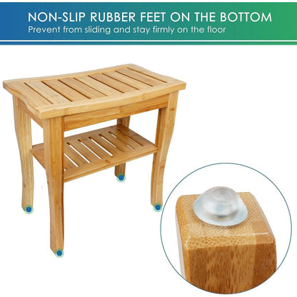 Bambus Duschbank 2-stufiger Holz Spa Badewannen Organizer