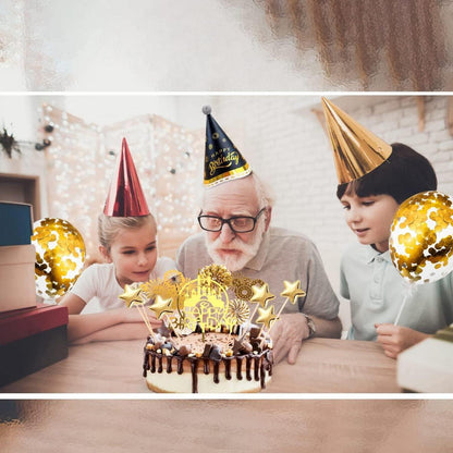 Gold Tortendeko Geburtstag Cake Topper Happy Birthday Kuchen Deko 15-teilig