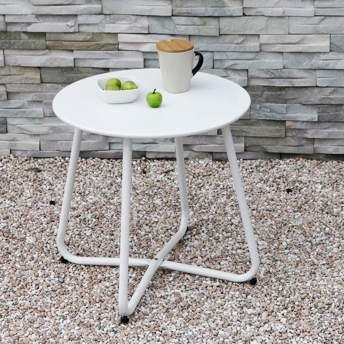 Grand patio Beistelltisch Kaffeetisch Rund Garten Outdoor