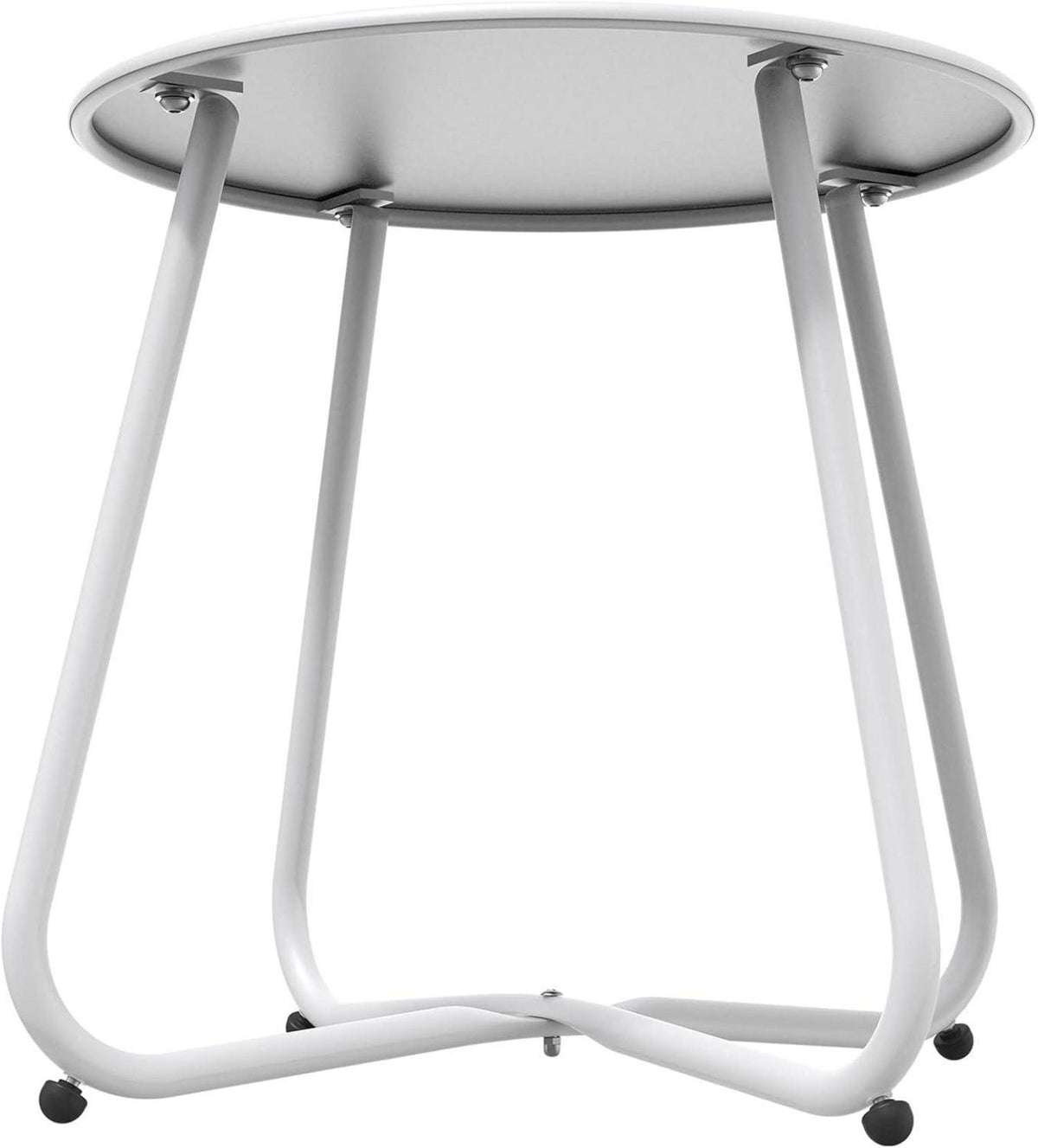 Runder Garten Beistelltisch Weiß Leicht Stabil 45 x 45 cm