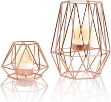 Geometrischer Kerzenhalter Set Rose Gold Metall Vintage Teelichthalter