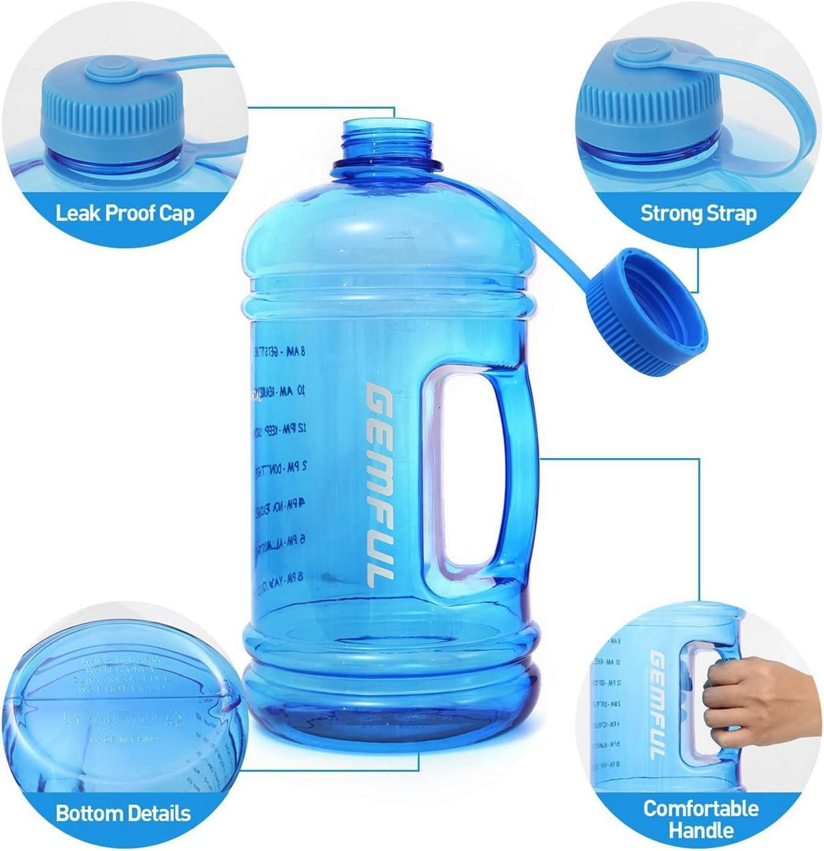 Sport Trinkflasche mit Zeitmarkierung 3 Liter BPA-frei