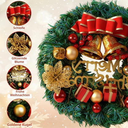 Weihnachtskranz 30cm - Festliche Deko für Tür & Adventszeit