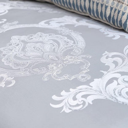 Bettwäsche-Set 135x200 cm, 4-teilig, Grau mit Blumenmuster