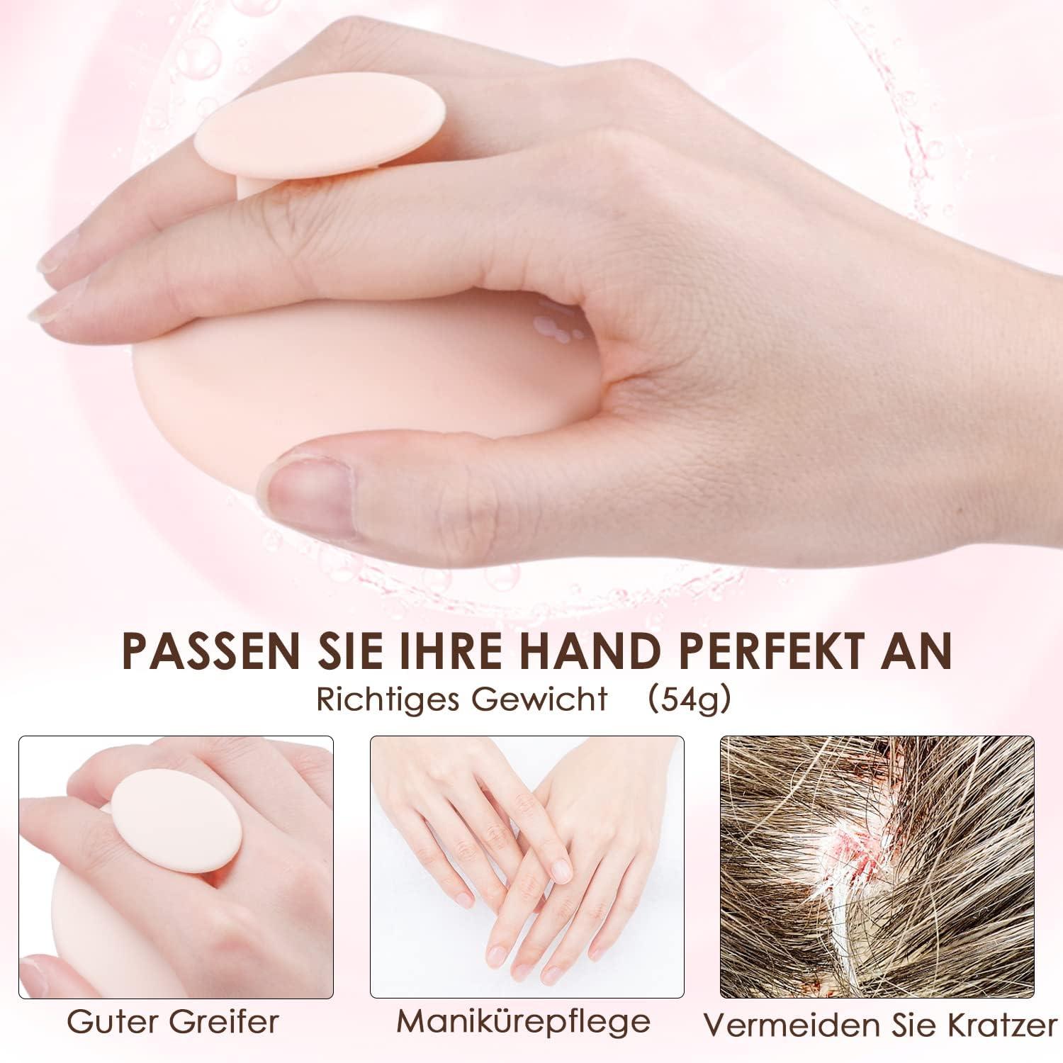 Kopfhaut Massagebürste Silikon Shampoo Bürste Haarwachstum Peeling Schuppenentfernung Beige