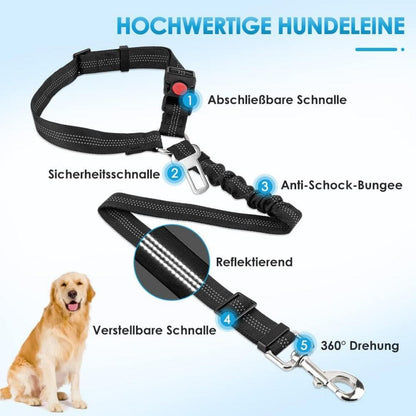 SlowTon Hundegurt Auto 2-in-1 Kopfstützen-Rückhaltegurt Schwarz 2Pcs