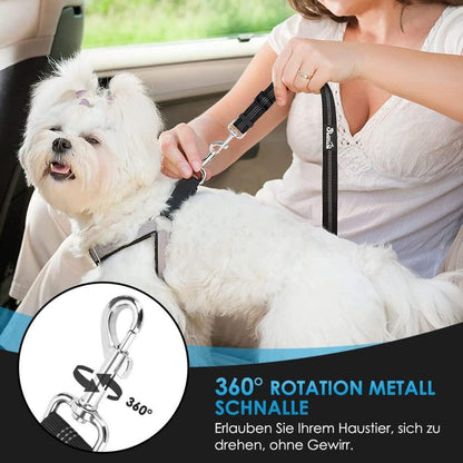 SlowTon Hundesicherheitsgurt Auto 2-in-1 Kopfstützen-Rückhalte Schwarz 2er Set