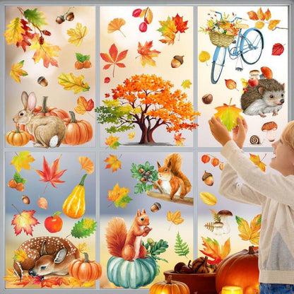 9 Thanksgiving Herbstdeko Fenster Aufkleber Selbstklebend