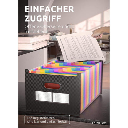 26-Taschen Akkordeonordner A-Z Bunte Register Upright Open