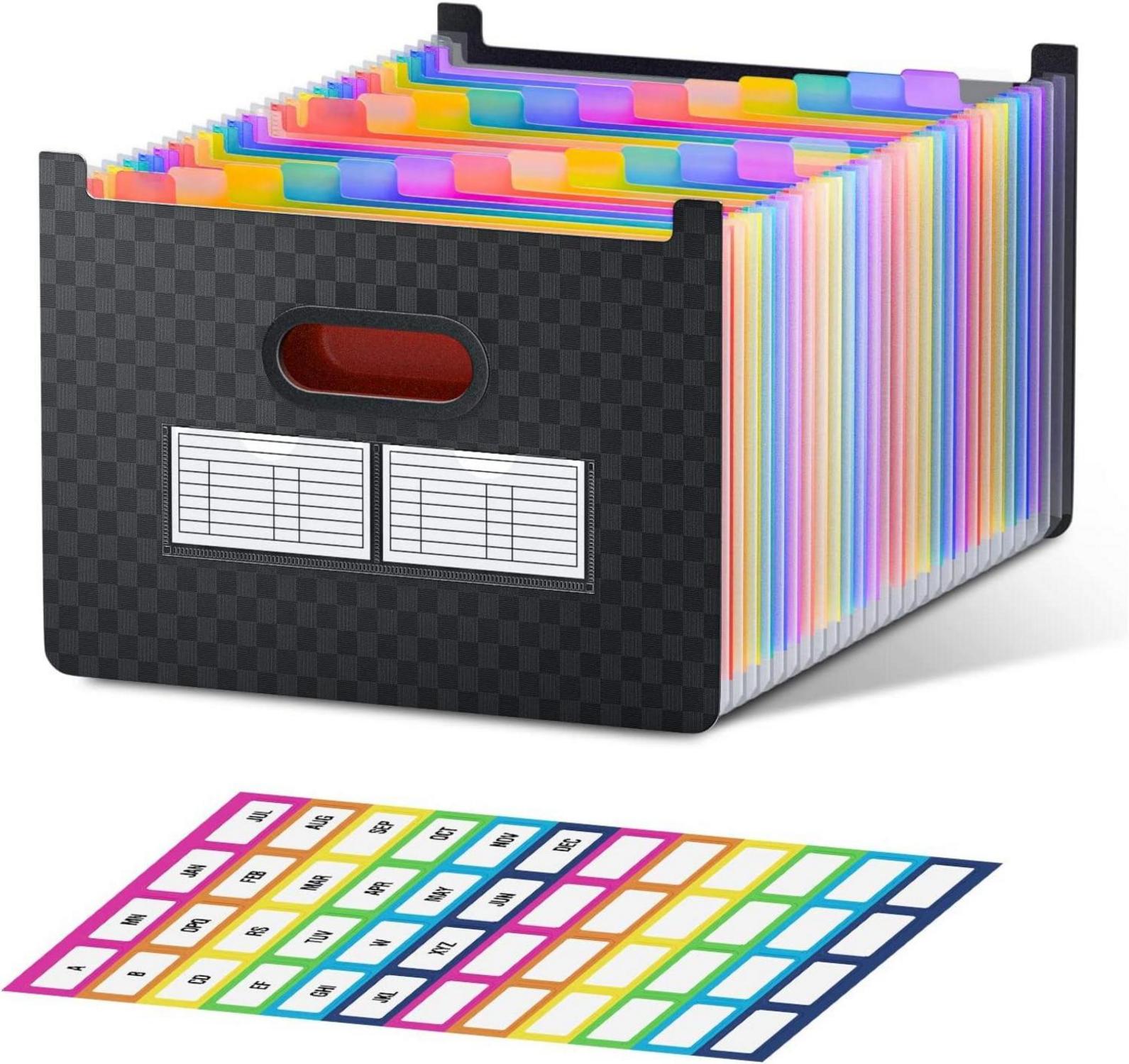Expanding File Folder A-Z Register 24 Pocket Accordion Organizer