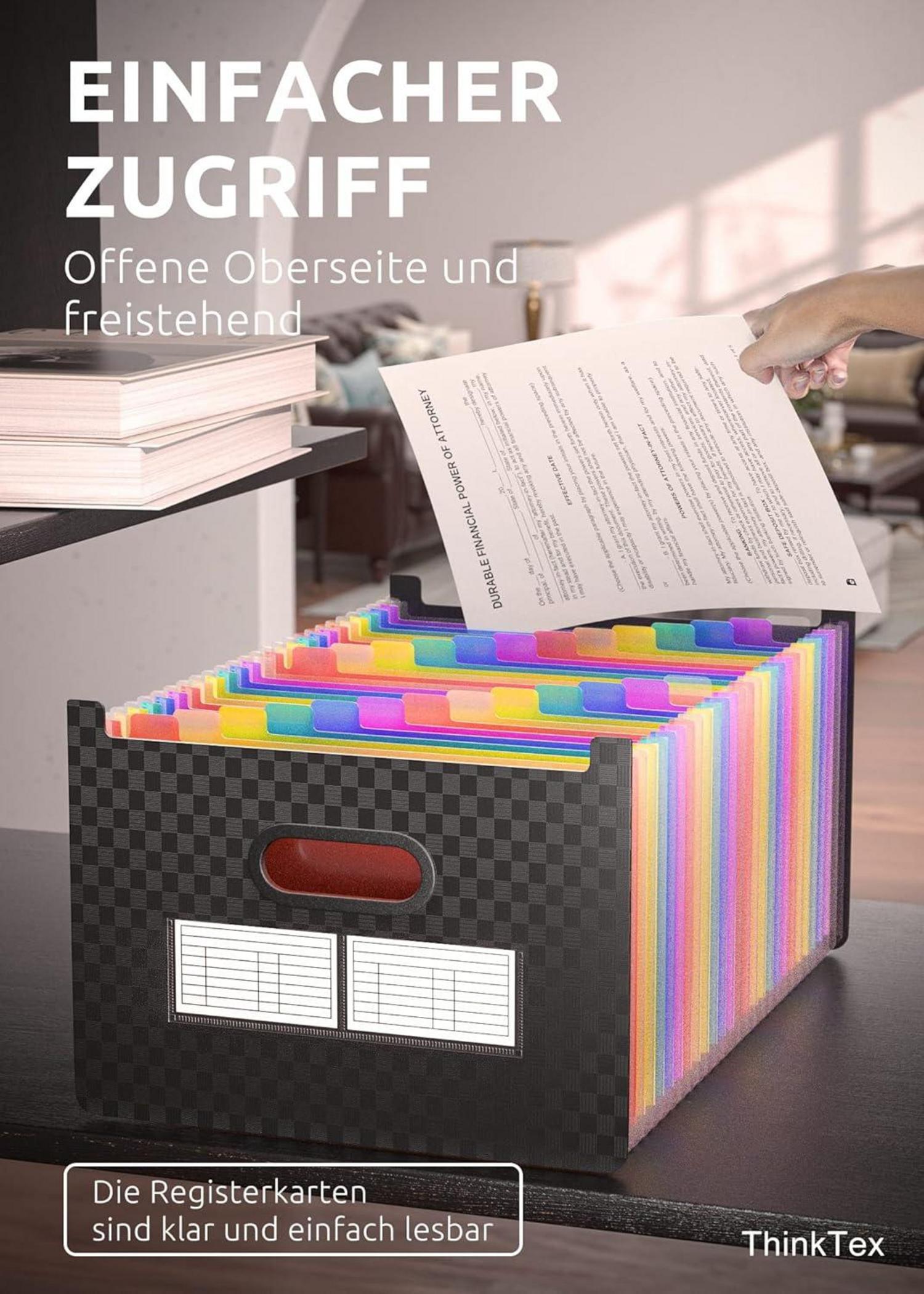 ThinkTex 26 Taschen A-Z Bunte Register Akkordeonordner