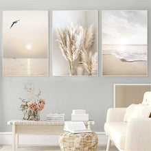 3er Poster Set Wohnzimmer Deko Sonnenuntergang Strand 40x50cm