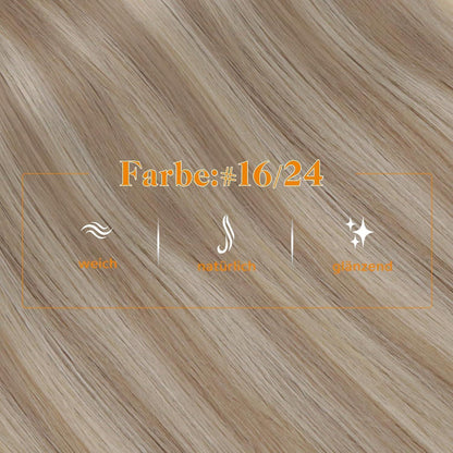Echthaar Zopfverlängerung Blond Highlights 35cm