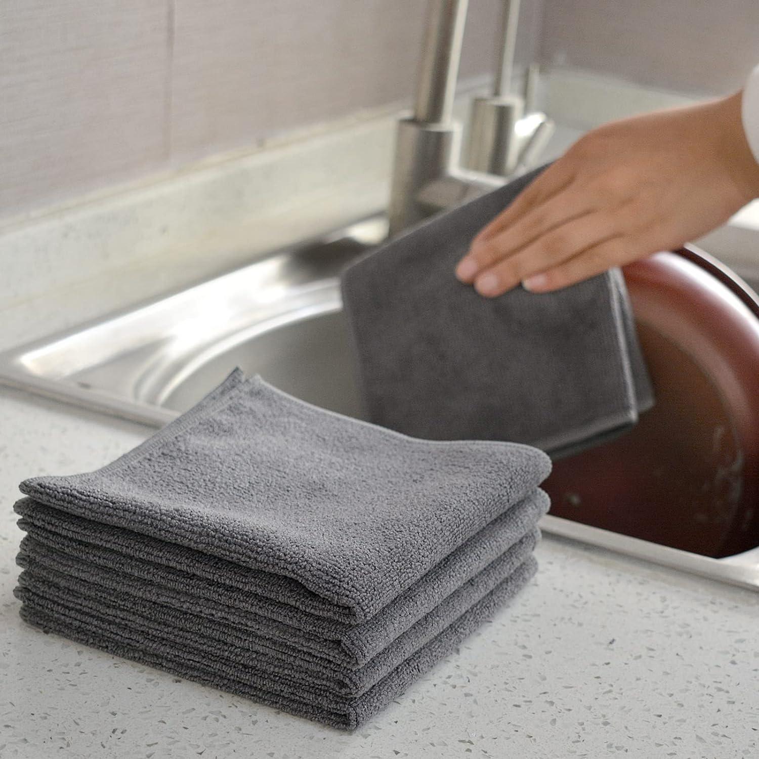 Microfaser Putzlappen Grau Küchenlappen 20er Set 30cm x 30cm