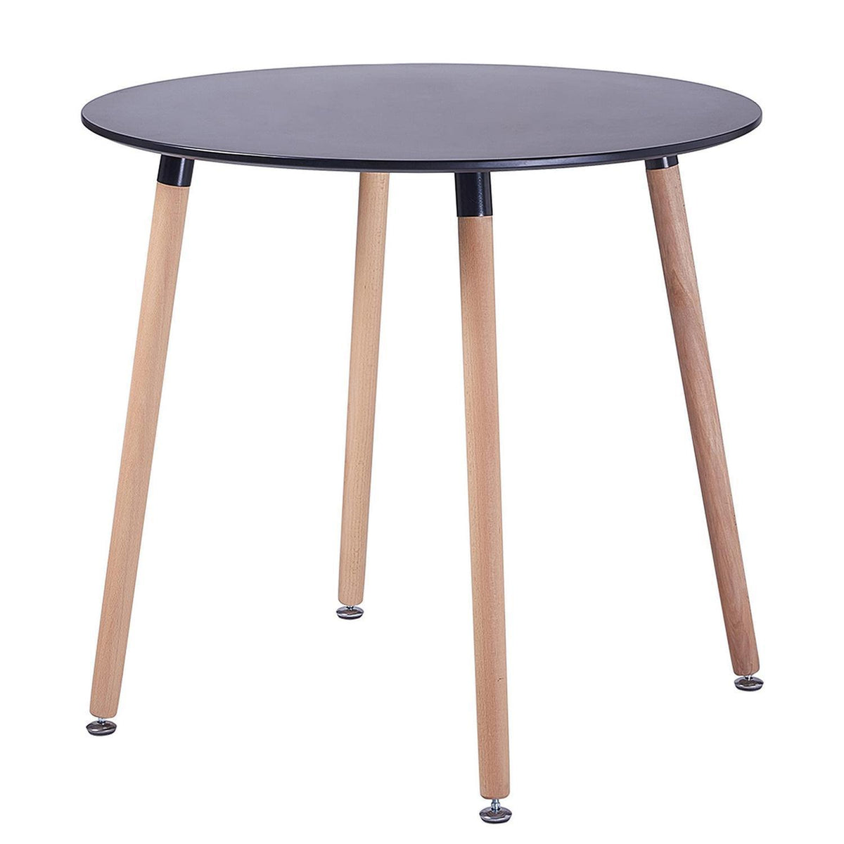 Runder Küchentisch Schwarz – MDF, Buchenbeine, 80x80cm