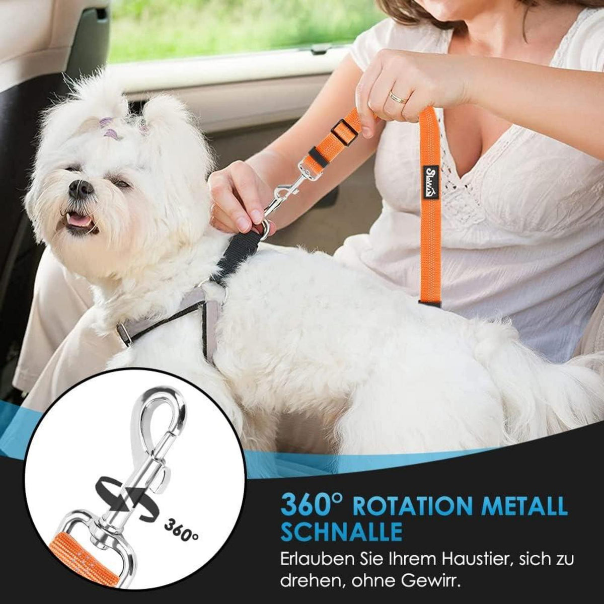 Hundegurt Auto Kopfstützen-Rückhalte Anschnallgurt Orange 1Pcs