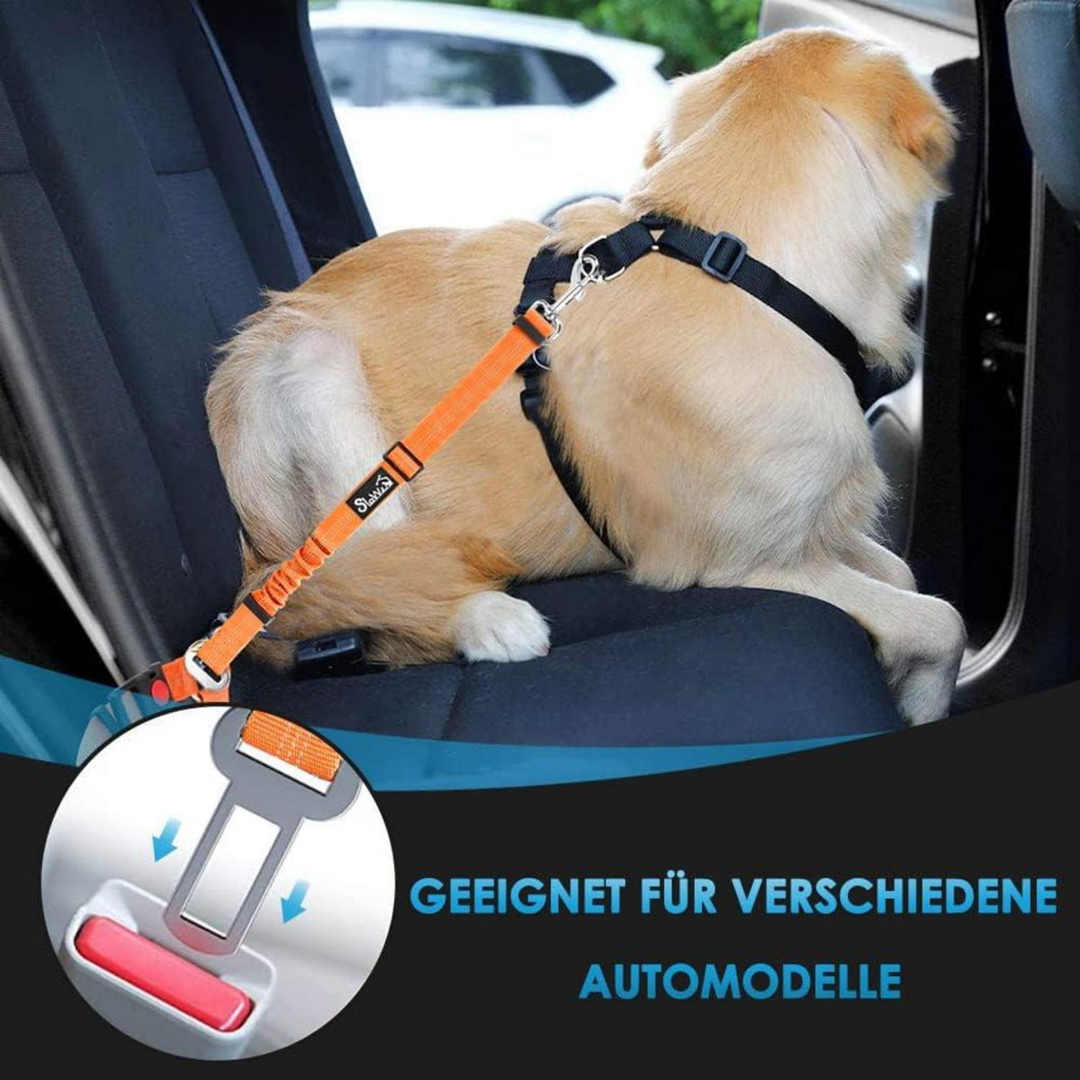 SlowTon Hundegurt 2-in-1 fürs Auto Kopfstützen-Rückhalte Anschnallgurt