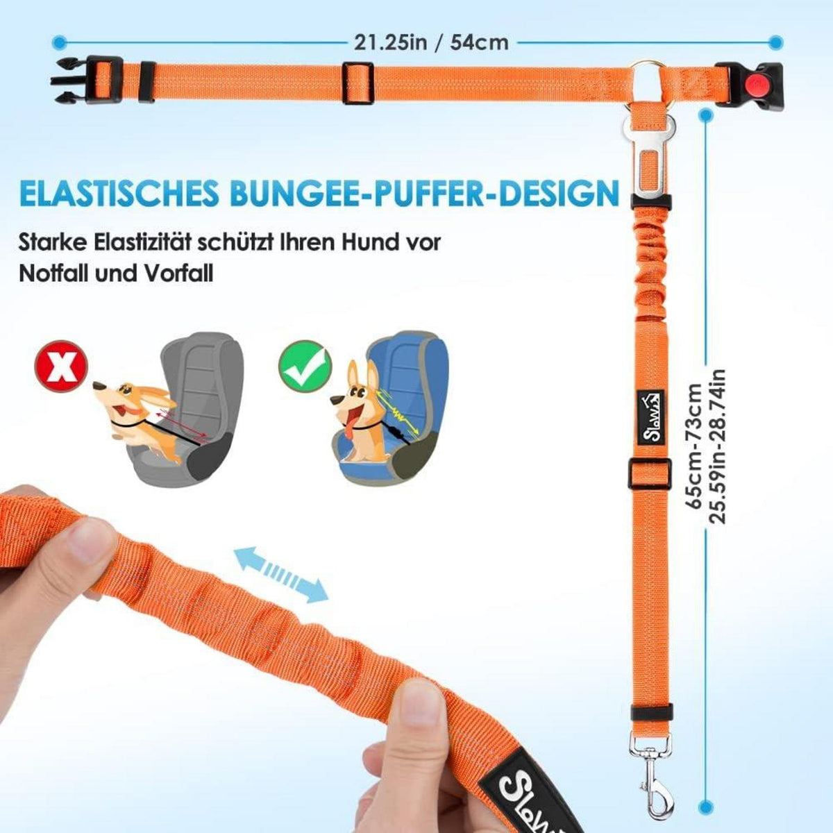 Hundegurt Auto Kopfstützen-Rückhalte Anschnallgurt Orange 1Pcs