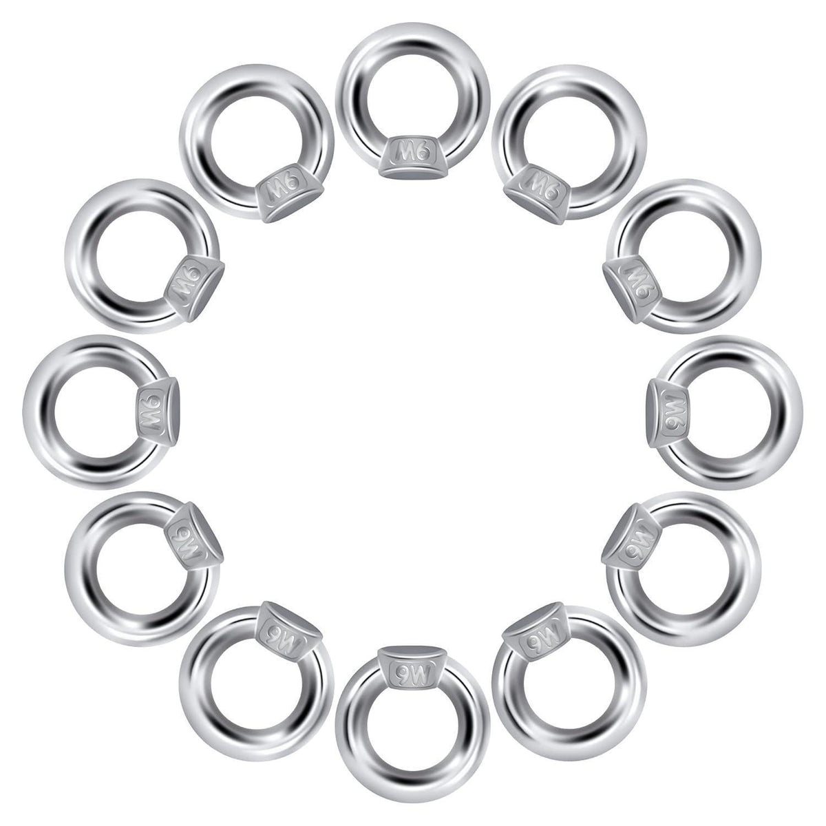 Ringmutter M6 Edelstahl 304, 12 Stück, Hebe- und Aufhängezubehör