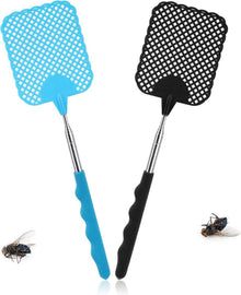 Fliegenklatsche Ausziehbar Pest Control Mückenschaber 2er Pack Schwarz