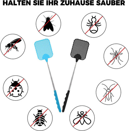2er Pack Teleskop Fliegenklatsche Schwarz Blau Pest Control