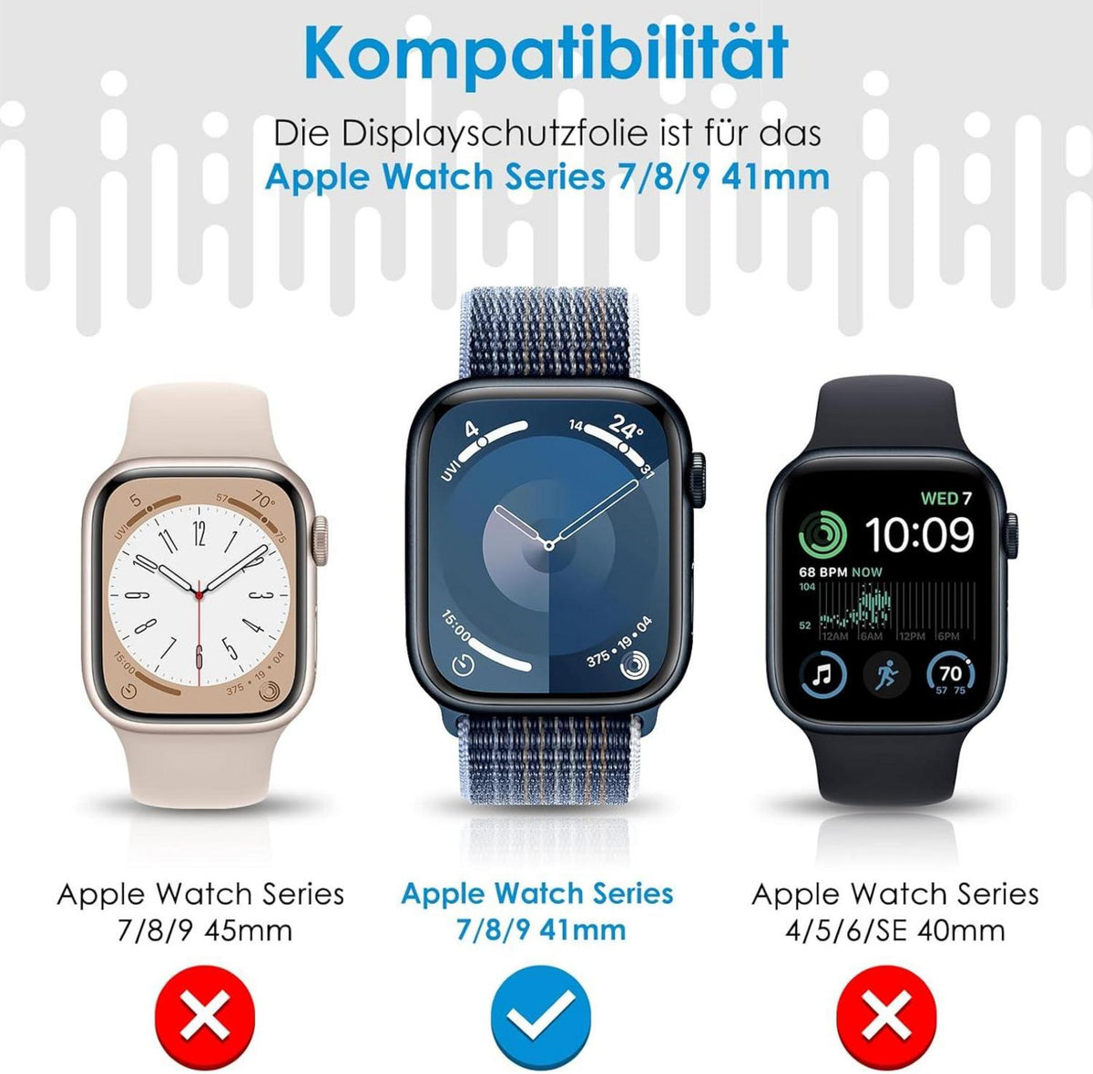 Schutzfolie für Apple Watch Series 9/8/7 41 mm - 8