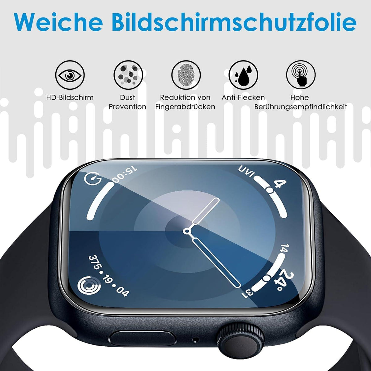 Schutzfolie für Apple Watch Series 9/8/7 41mm - 8er Pack Flexible TPU