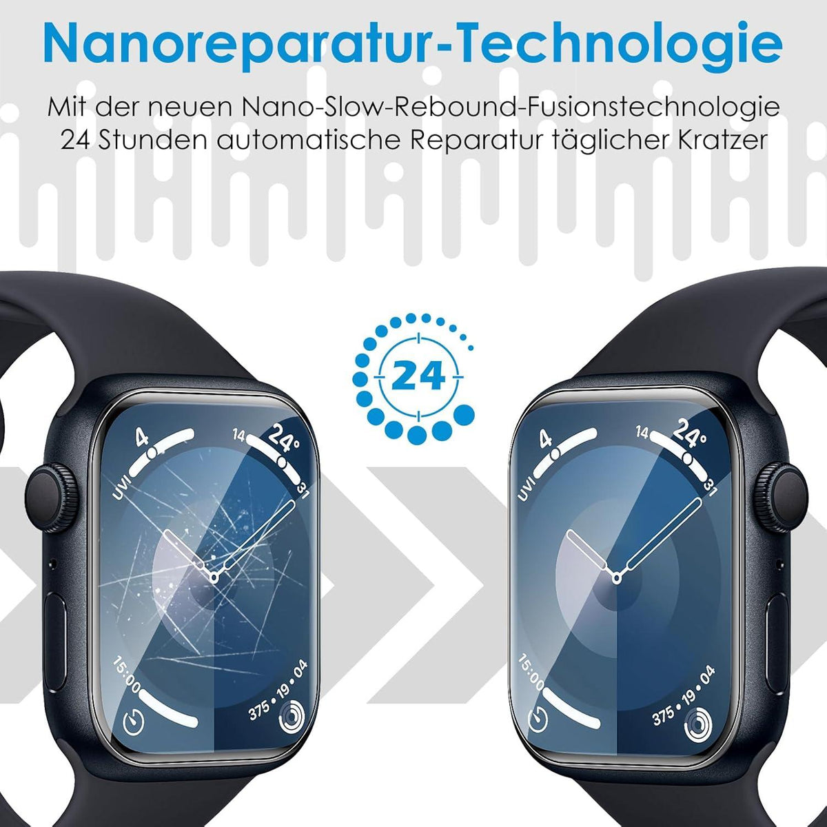 Schutzfolie für Apple Watch Series 9/8/7 41mm - 8er Pack Transparent