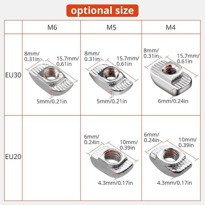 Nutensteine M6 für 30er Aluminiumprofile, 100 Stück