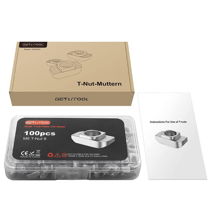 Nutensteine M6 für 30er Aluminiumprofile, 100 Stück